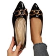 thumbnail image 4 of BRGZLK Women's Loafers Flats Casual Versatile Plus Size Metal Chain Pointed Toe Comfortable Breathable Soft Sole Slip-On Work Flats Shoes for Walking Black 9, 4 of 5