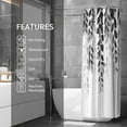 thumbnail image 2 of Small Stall Shower Curtain 36 x 72, Narrow Half Black White Eucalyptus Fabric Shower Curtain, Watercolor Leaves on The Top Floral Botanical Decorative Bathroom Shower Curtain Set with Hooks, 2 of 6