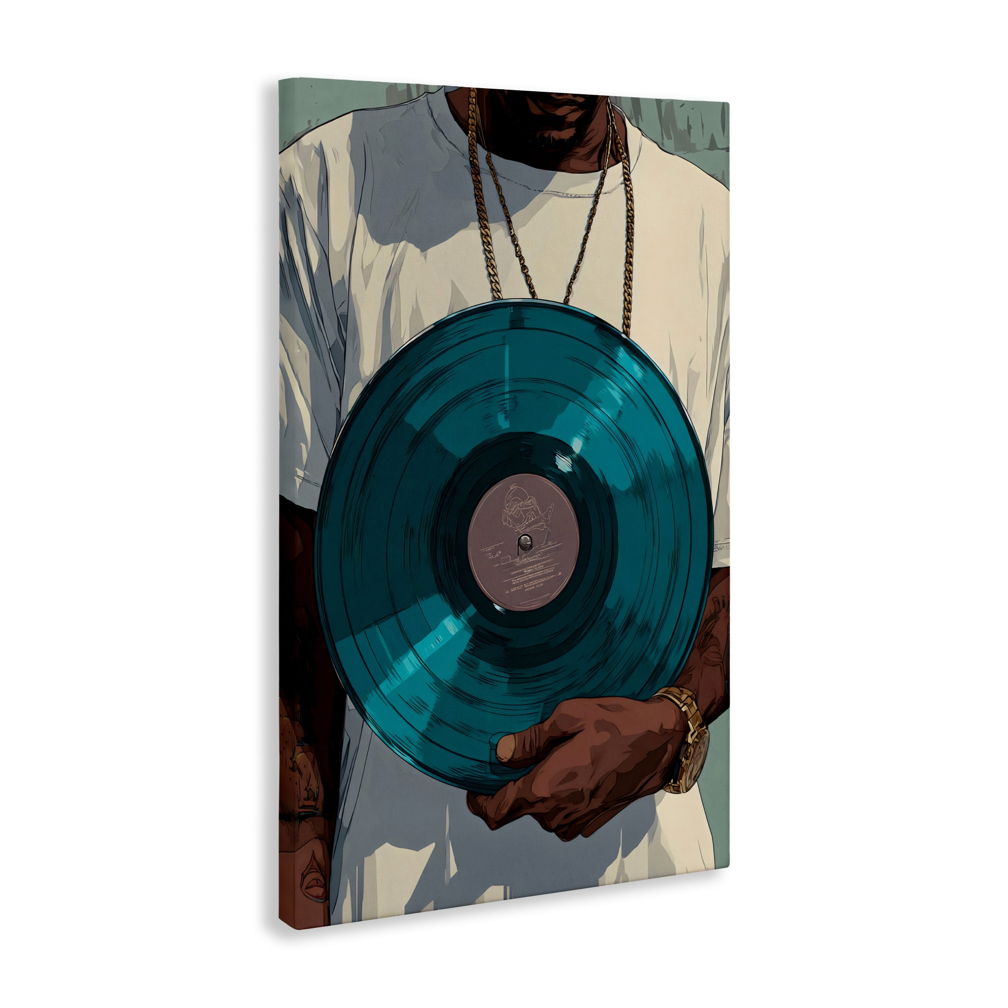 Stupell Industries Musician & Blue Music Record Canvas Wall Art, design by Franklyn Gregory