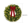 thumbnail image 3 of Christmas Norfolk Pine Wreath with Bow & LED Lights, Artificial Evergreen Wreath for Front Door Indoor Outdoor Christmas Decorations, Batteries Not Included, 3 of 7