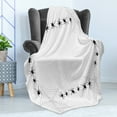 thumbnail image 4 of Spider Web Soft Flannel Fleece Blanket, Creepy Framework with Arachnid Venom Poison Trap Cartoon Style Monochrome Print, Cozy Plush for Indoor and Outdoor Use, 50" x 60", Black White, by Ambesonne, 4 of 5