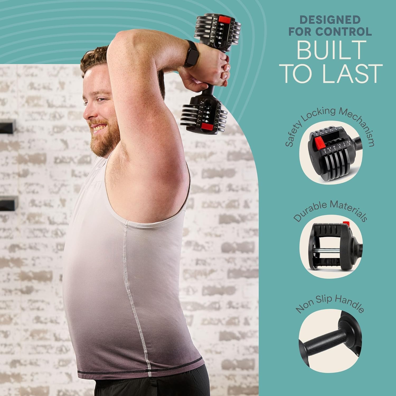 Lifepro Adjustable Dumbbell Set 15lb with Rack photo 8