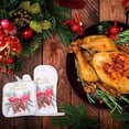 thumbnail image 2 of 2 Sets Xmas Oven Gloves Table Mats Heat Insulation Gloves Placemats for Kitchen (Assorted Color), 2 of 9