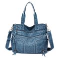 thumbnail image 1 of Bolso de mano de gran capacidad de imitación de vaquero, bolso de moda para mujer, muchos bolsillos, bolso de mensajero Vintage, bolsos de cuero Pu suave Fivean unisex, 1 of 2