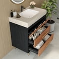 thumbnail image 4 of 30" Sintered Stone Top Bathroom Vanity with Storage, Bathroom Vanity with Ceramic Sink, Freestanding Storage Cabinet with Soft Close Drawers for Bathroom,Stone Gray,Walnut,White, 4 of 9