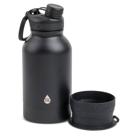 TAL Rover Water Bottle & Collapsible Pet Dog Bowl 46 oz  Black