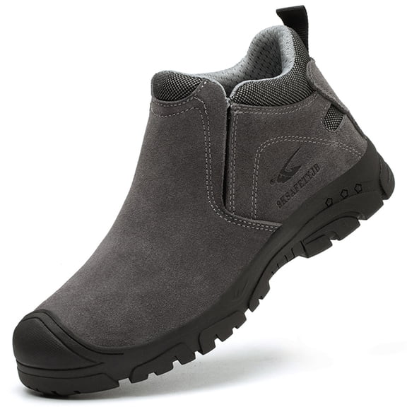 LASUDRAA Mens Industrial Safety Work Shoes Safety Toe Non-Slip Puncture-Resistant Construction Safety Shoes