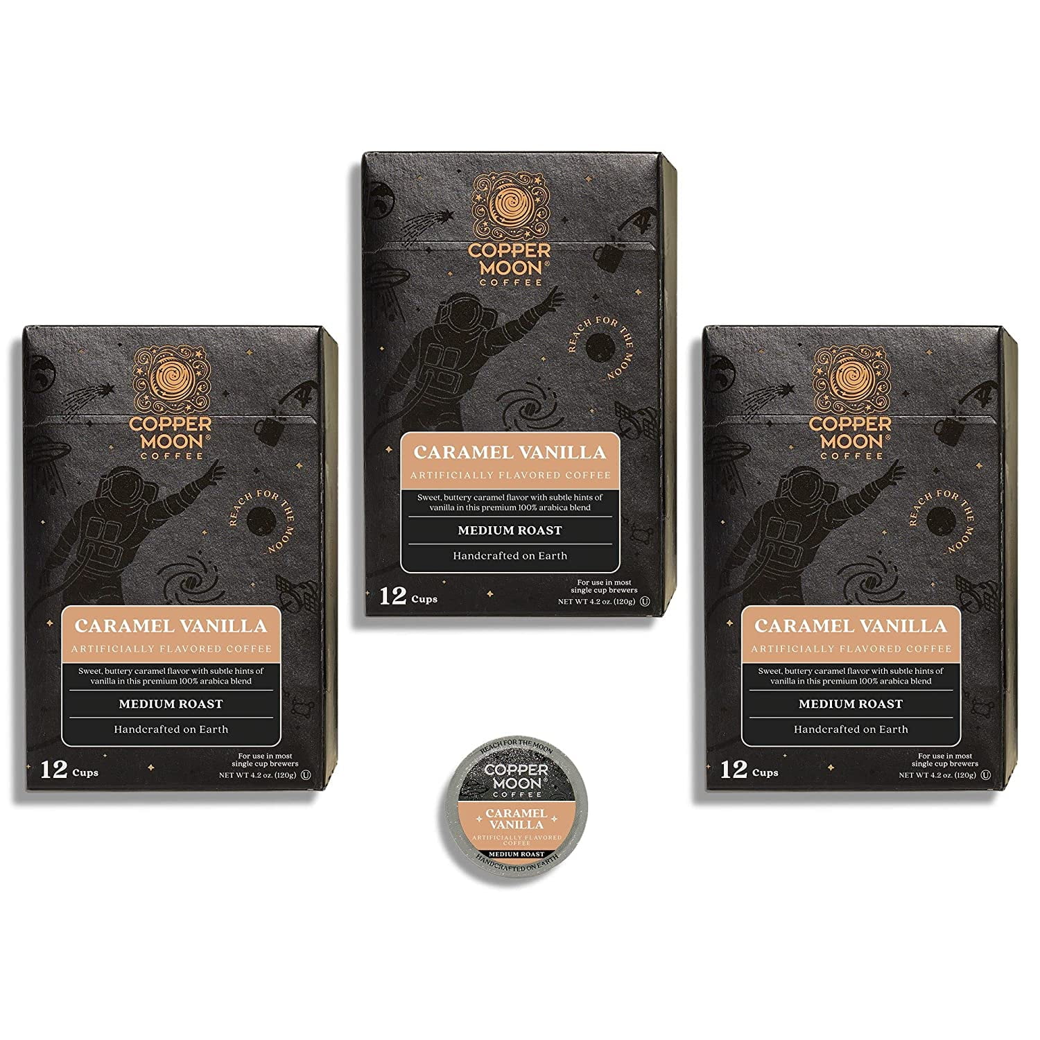 Copper Moon, Single Serve Coffee Pods for Keurig K-Cup Brewers, Medium Roast, Caramel Vanilla Blend, 36 Count