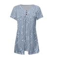 thumbnail image 5 of Women's Short Sleeve T-shirt Women'S Tunic Tops For Leggings Short Sleeve Shirts Up Casual Ruched Blouses Clothes,Blue Women's Short sleeve T-shirt XL, 5 of 5