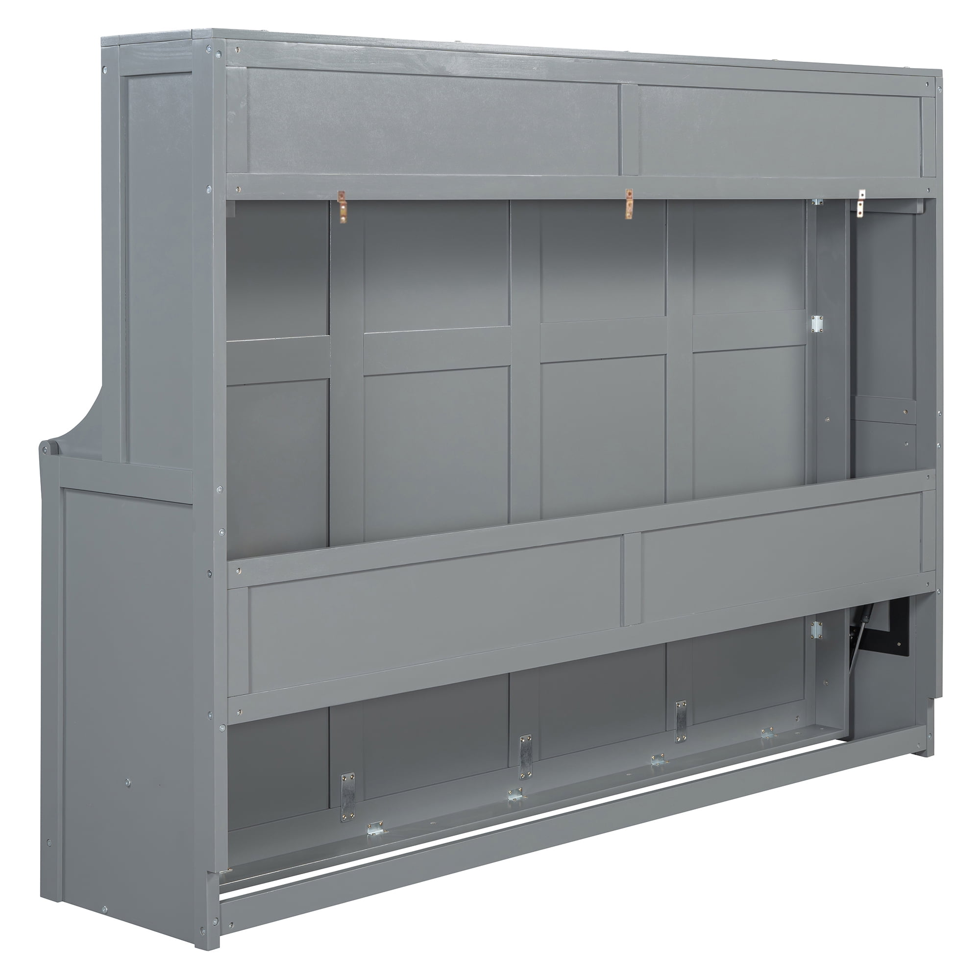 Mintazer Queen Wall Murphy Bed with Desk & Hydraulic Lift, Multifunctional Foldable Desk Bed for Small Spaces Apartments, Gray
