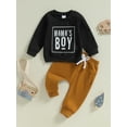 thumbnail image 4 of Aojekbee Baby Boys Pants Set, Long Sleeve Crew Neck Letters Print Sweatshirt with Elastic Waist Sweatpants Infant Clothes, 4 of 10