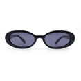 thumbnail image 3 of Womens Mod Thin Plastic Narrow Oval Retro Sunglasses All Black, 3 of 4