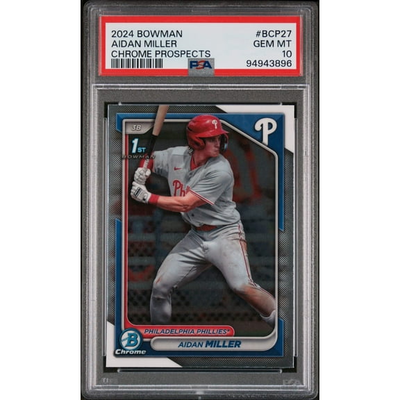 Graded 2024 Topps Bowman Aidan Miller #BCP27 Chrome Prospects Rookie RC Baseball Card PSA 10 Gem Mint
