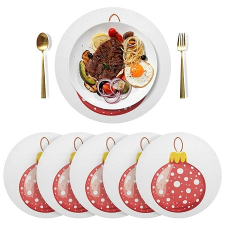 

Round Placemats Plate Mats 15 Inch Non-Slip Heat Resistant Washable PVC Set Table Decoration for Kitchen Dining Cute Christmas Ornament