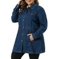 thumbnail image 4 of Agnes Orinda Women's Plus Size Denim Jacket Buttons Long Sleeves Jean Jackets 1X Dark Blue, 4 of 6