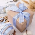 thumbnail image 2 of Namzi Gingham Ribbon Checkered Ribbon 1-Inch Wide Taffeta Plaid Ribbon 25 Yard Long 100% Polyester Woven Edge (Light Blue, 1 Inch), 2 of 2