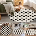 thumbnail image 5 of Round Rugs 3Ft, Wave Point Black Round Area Rug Washable Indoor Throw Carpet, Modern Minimalist Geometric on Linen Small Non Slip Circle Rug for Bedroom Living Room Home Decor Aesthetic, 5 of 8