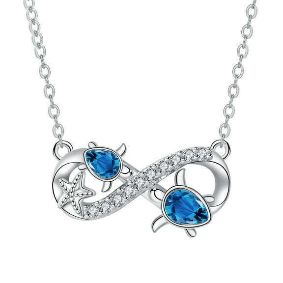Turtle Necklace for Women, Sterling Silver Infinity Necklace, Sea Animals Jewelry Gifts for Women Wife