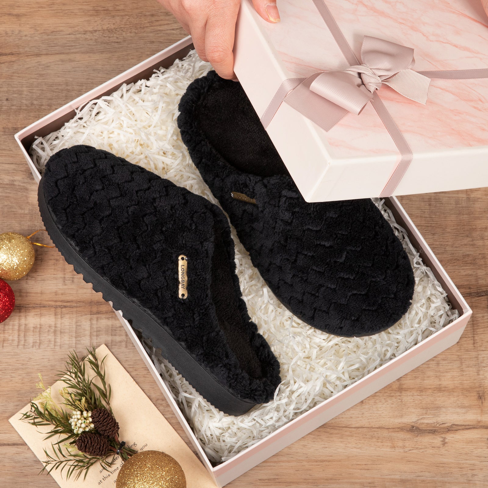 LongBay Women's Soft Flannel Memory Foam House Slippers photo 5