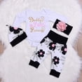 thumbnail image 3 of Uccdo Baby Girl Outfits Newborn Flower Romper Long Pants Hat Headband Clothes Set, 3/4Pcs, 0-24M, 3 of 7