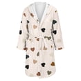 thumbnail image 4 of Women's Fleece Plush Robe Long Warm Plush Bathrobe Loungewear Jacket Printed Comfort Robe, 4 of 5
