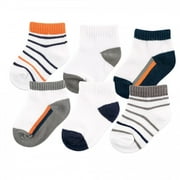 Angle View: Yoga Sprout Baby Boy Socks, Orange Charcoal 6-Pack, 6-12 Months