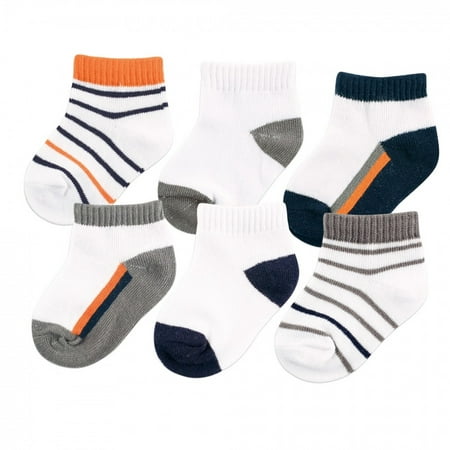 Yoga Sprout Baby Boy Socks, Orange Charcoal 6-Pack, 6-12 Months