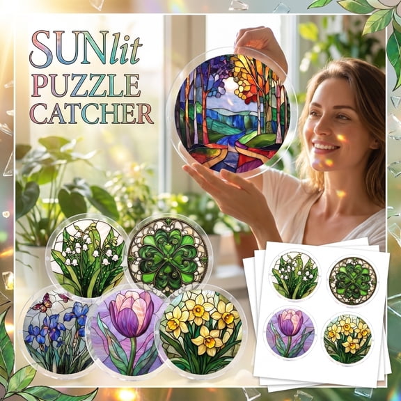 Kiddiway Acrylic Suncatcher Puzzle Decor - Bright Window Hanging with Interlocking Acrylic Pieces, Perfect for Home and Garden Use,a