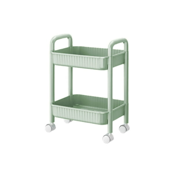 Btomtd Chariot Roulant à Deux Niveaux avec Roues, Chariot Pratique avec Poignées et Roulettes Pivotantes Verrouillables, Adapté pour le Rangement dans la Cuisine, le Bureau et la Chambre, Vert