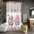 thumbnail image 5 of Spring No Hooks Shower Curtain with Snap-in Liner Purple Pink Green Rose Floral Leaf Gnomes Pastoral Shower Curtains for Bathroom, Waterproof, Easy Install, Washable 54"x78", 5 of 9