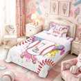 thumbnail image 3 of Meiyoeat Ice Cream Baseball Letter L Twin Sheet Sets 3pcs for Girls Kids, Dripping Sprinkles Bedding, Pink White Red, 3 of 6