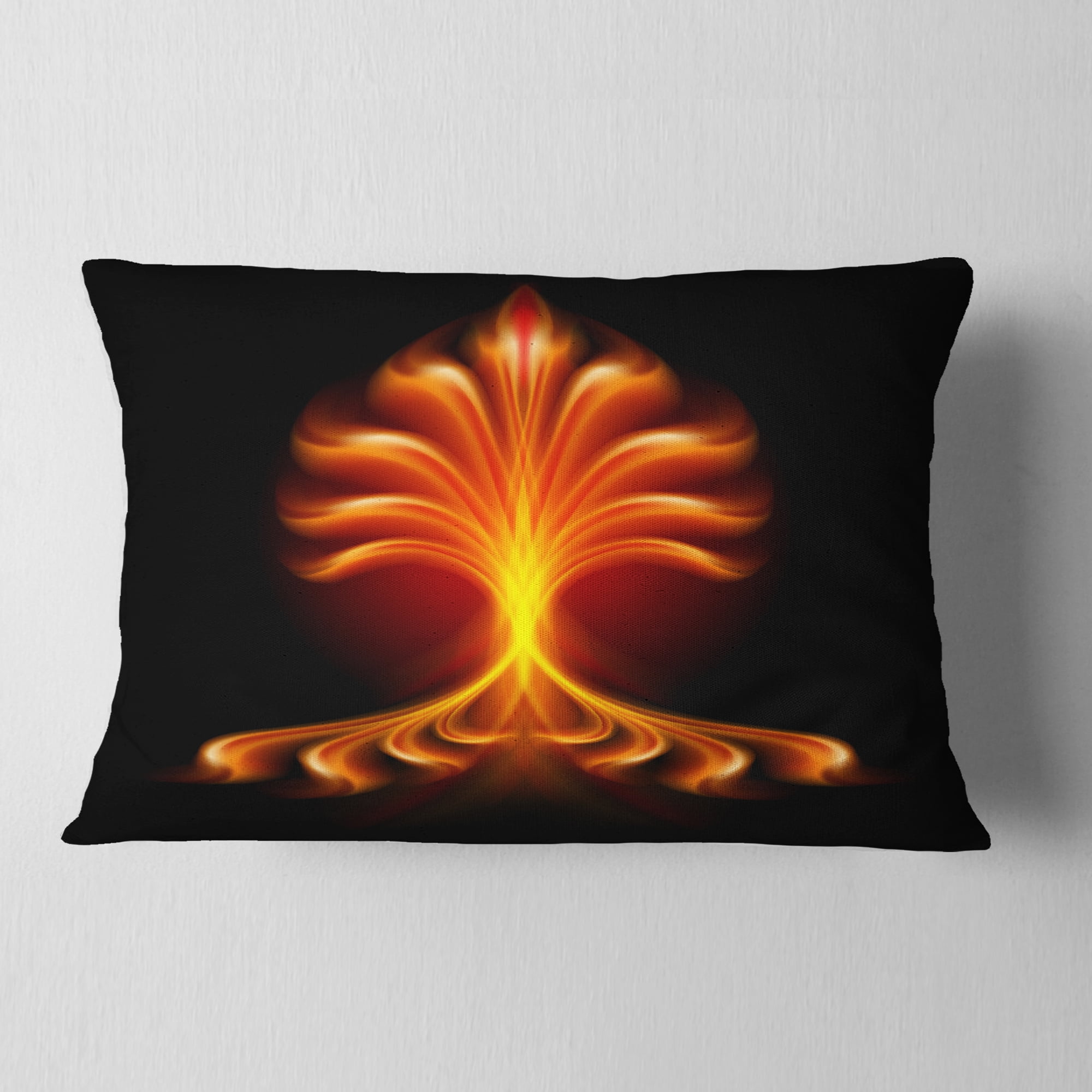 Designart Fractal Fire Flower - Floral Throw Pillow - 12x20