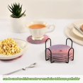 thumbnail image 7 of 6 Pcs Drink Coasters with Holder 3.94in Woven Coasters for Drinks Pink Butterflies Flying Coaster Set for Protection Table, 7 of 7