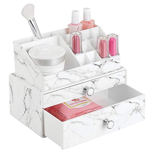 mDesign Decorative Plastic Makeup Organizers for Bathroom Vanity