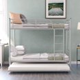 thumbnail image 2 of Harper & Bright Designs Metal Bunk Bed with Trundle, Twin-Over-Twin, Silver, 2 of 11