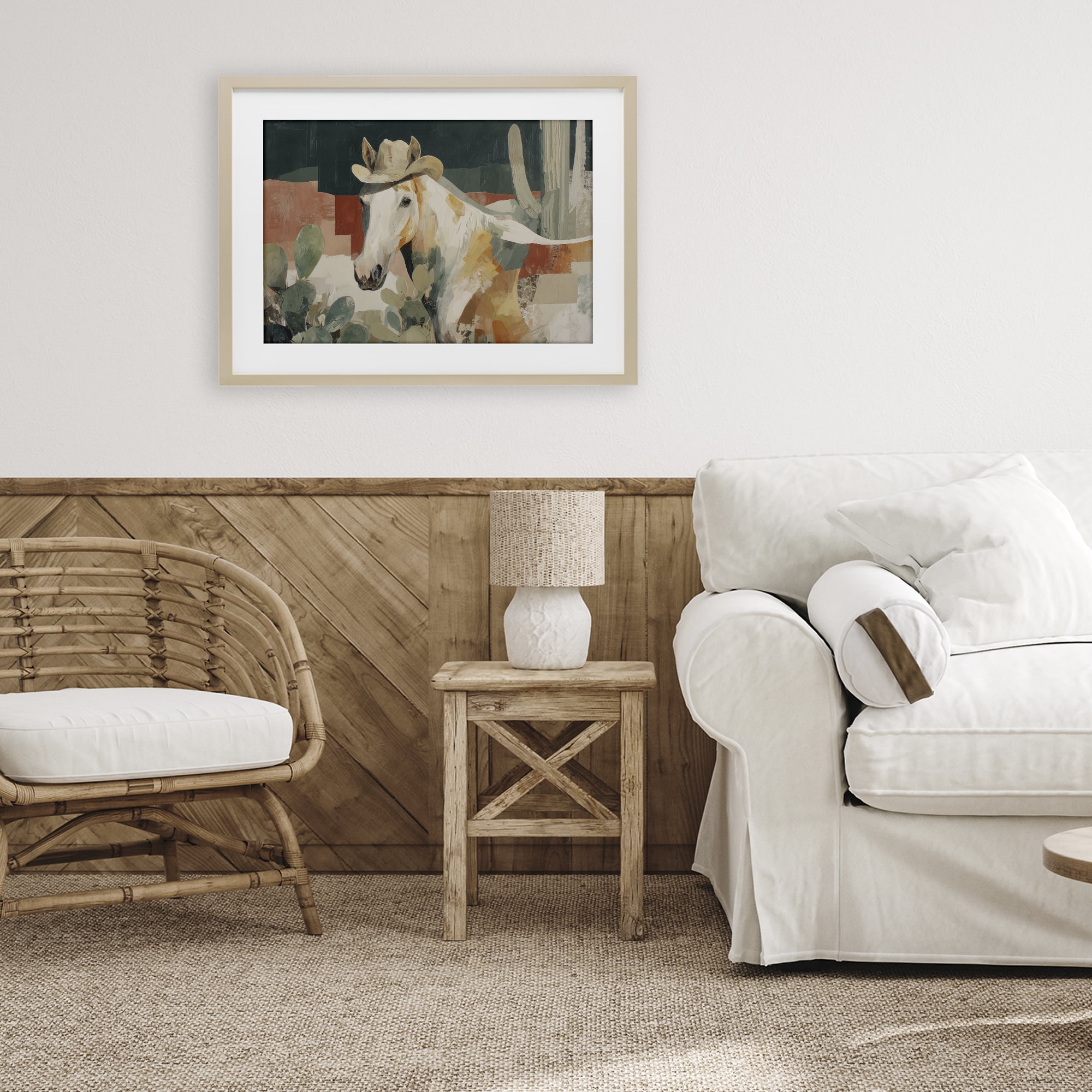 Stupell Industries Horse in Cowboy Hat Birch Framed Print Under Glass, design by Chromatic Storm Studio