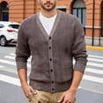 thumbnail image 2 of DHFJKG Men's Knit Jacquard Sweaters Cardigan Buuton Up Deep V-Neck Regular Fit Knitwear Jackets Coat With Pockets Business Work Casual Dress Solid Color Soft Outerwear, 2 of 7