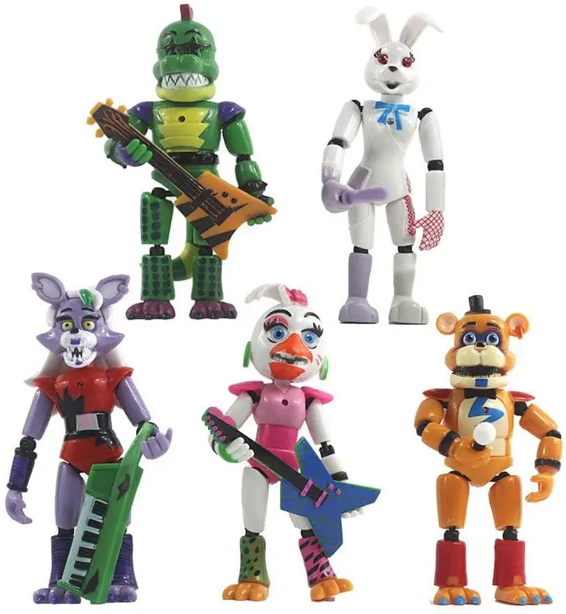 Five Nights at Freddy’s Action Figure Set – Robot Animal Figures – Set of 5 Collectible Action Toys with Instruments