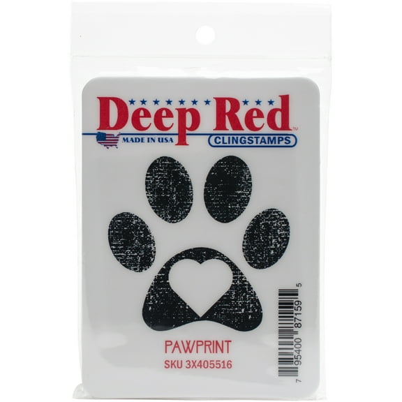 Deep Red Cling Stamp 3"X4"-Pawprint