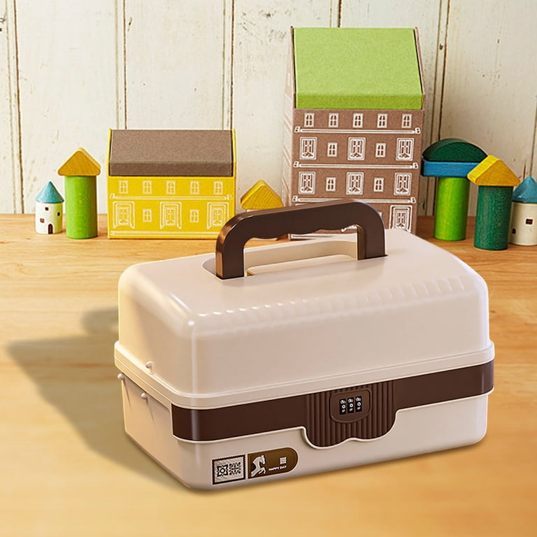 collapsable tackle box 3 Layer Plastic Lock Box Organizers and Storage Portable Folding Tackle Box  with Handle Dividers Multipurpose Case for SewingArt Supplies