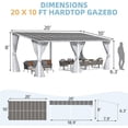 thumbnail image 6 of AECOJOY 20'x10' Outdoor Lean to Gazebo Pergola with Curtains and Netting, 10x20 Large Wall-Mounted Hardtop Gazebo Shelter Pergolas and Gazebos Clearance with Patio Roof, White, 6 of 7