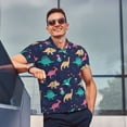 thumbnail image 5 of Daiia Cartoon Dinosaur Pattern Men’s Polo Shirts,Solid Deck Shirt,Classic Fit, Breathable Cotton Polo for Casual and Sport Wear-3X-Large, 5 of 7