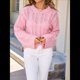 thumbnail image 4 of Suéteres de Mujer de Punto con Cuello Redondo, Informales, de Larga, Estilo Túnica de Otoño. Rosa XL, 4 of 10