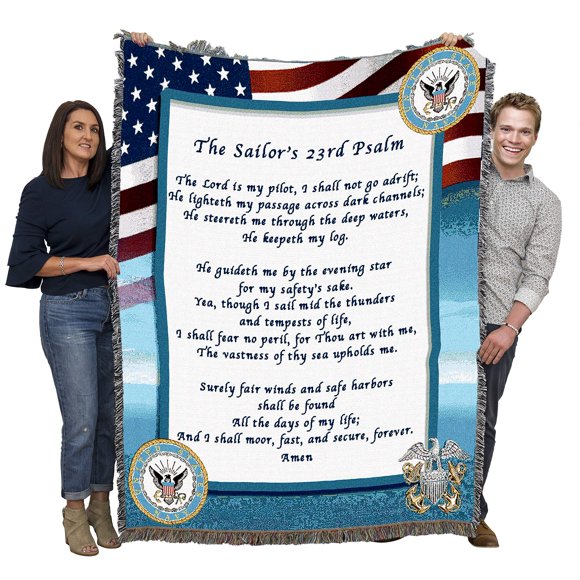 Pure Country Weavers PCW - US Navy - The Sailor's 23rd Psalm Blanket - Gift Military Tapestry Throw Woven from Cotton - Made in The USA (72x54)