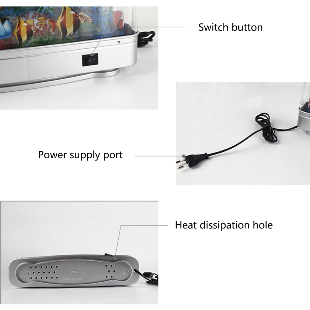 Virtual Aquarium Night Light LED Aquarium Decors Lights Motion Lamp with Moving Fish