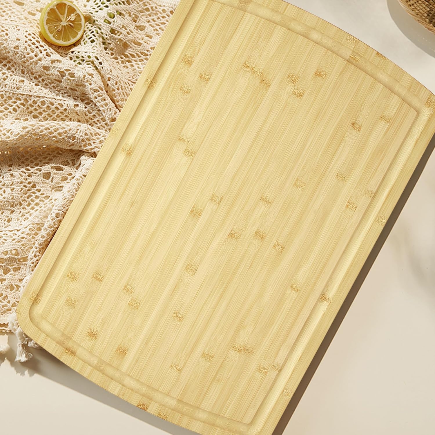 Extra Large Bamboo Cutting Board 30x20 Inch Wood Gas Stove Top Cover, Chopping Board with Deep Juice Grooves, Reversible & East to Clean for Home Restaurant Kitchens