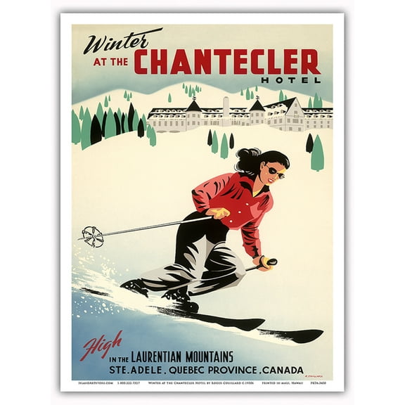 Chantecler Hotel - Laurentian Mountains - Sainte-Adèle Quebec Canada - Vintage Travel Poster by Roger Couillard c.1950s - Master Art Print (Unframed) 9in x 12in