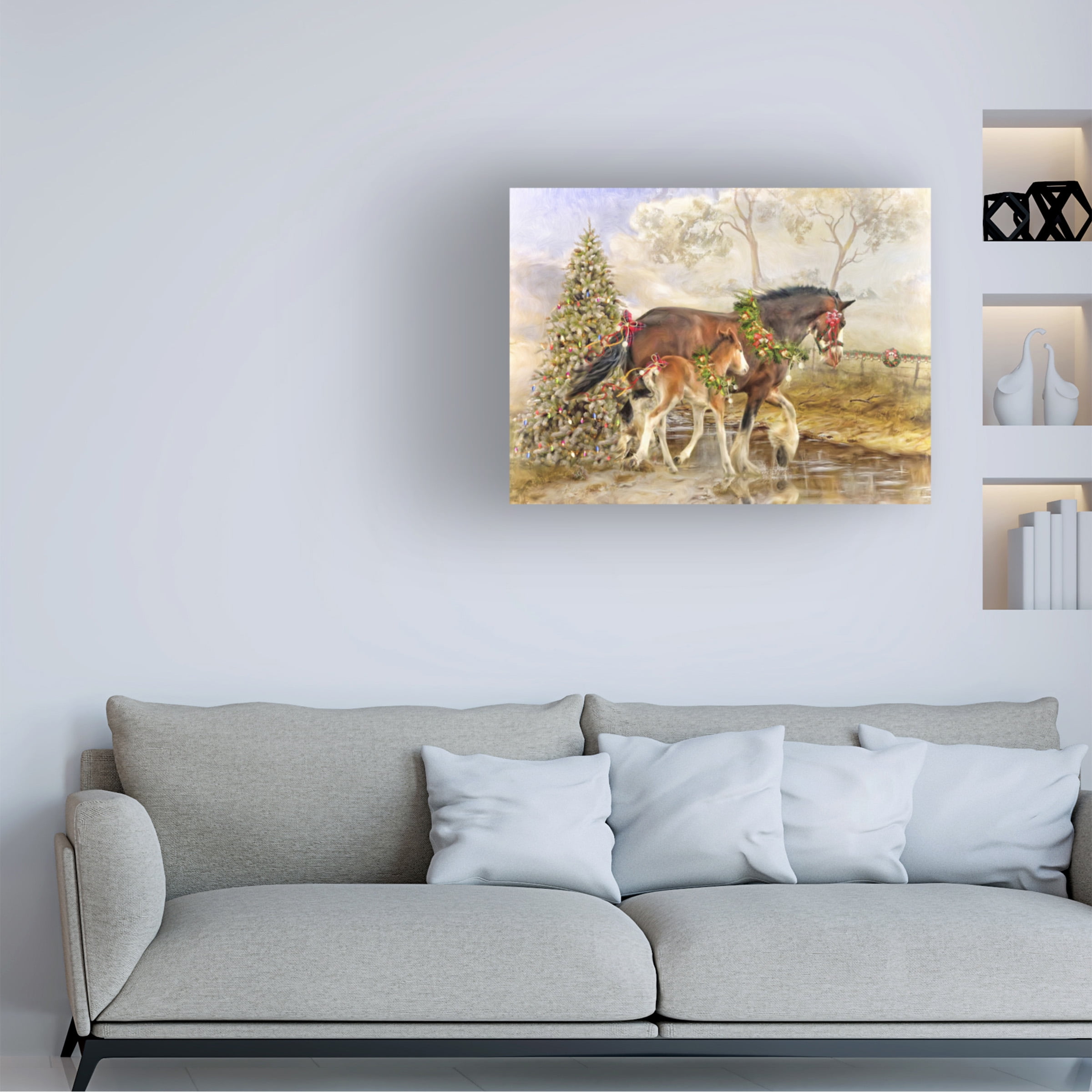 Canvas Wall Art - Trudi Simmonds 'The Gift - Christmas Collab 2018' Wall Art for Living Room, Bedroom, or Office Décor by Trademark Fine Art - 24 x 18 Inches