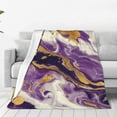 thumbnail image 1 of Balery Purple Gold Marble Swirls Manta de Felpa Suave y Acogedora – Cobija de Franela Aterciopelada para Cama, Lavable y Cálida para Sofá, Mascotas, Transpirable-40"x30", 1 of 7