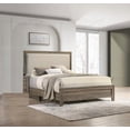 thumbnail image 3 of Tufted Grey Fabric Headboard for Queen Size Bed, Featuring Nailhead Trim and Wooden Bedroom Set, 3 of 5